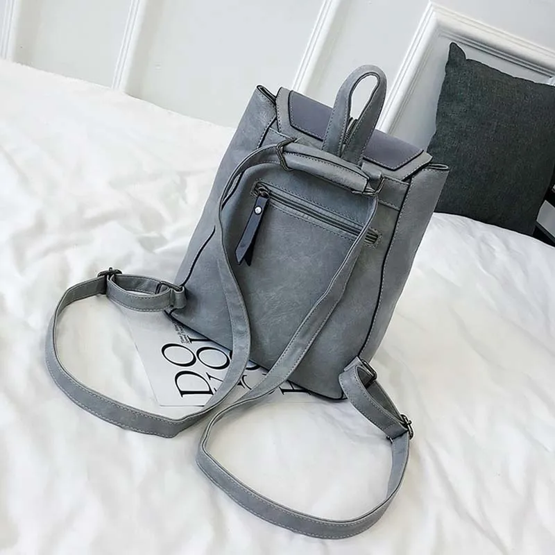  Vintage Matte Leather Women Backpacks High Quality Multifunctional Shoulder Bag Female Girls Backpa - 32903373545