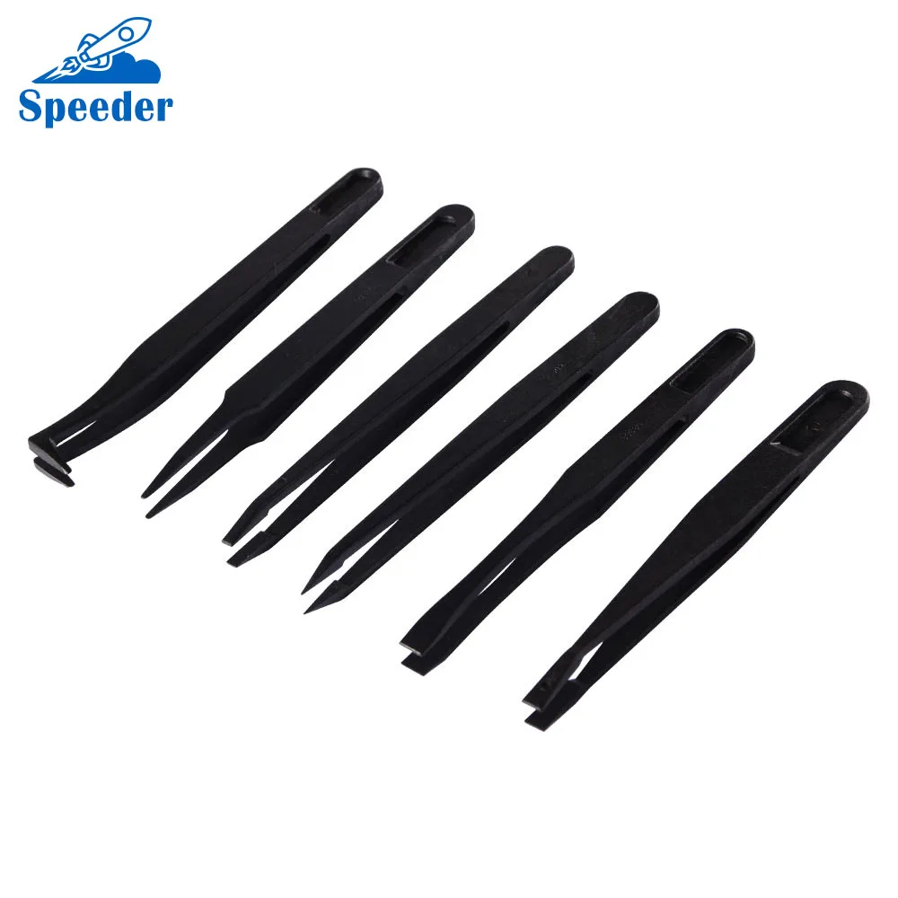 

High quality 6Pcs/set Carbon Fibre Anti-Static Tweezers Kit for iphone Electronic Cell Phone and tablets Repair Tools Set