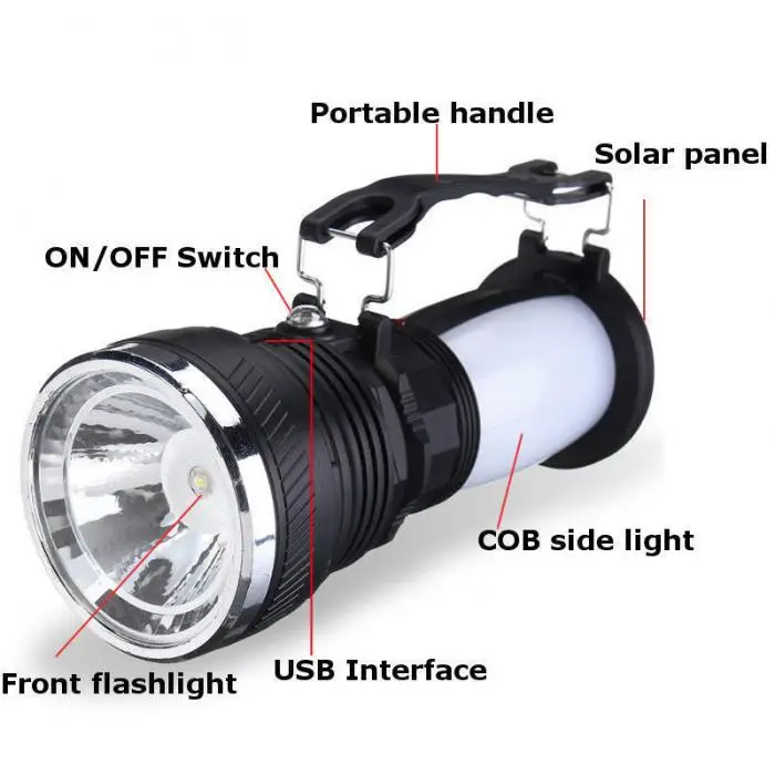 Солнечная батарея, перезаряжаемый аккумулятор, водонепроницаемый Светодиодный светильник-вспышка для улицы, светильник-вспышка для кемпинга, палаточный светильник, фонарь, лампа