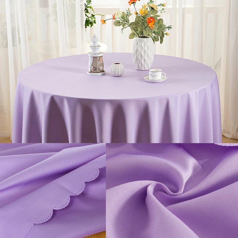 Solid Color Polyester Fabric Tablecloth Wedding Birthday Party Round/Rectangle Table Cover Desk Clo