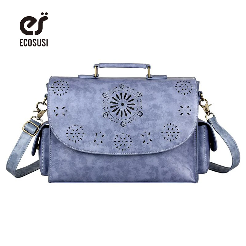 

ECOSUSI New Vintage Satchel Women Messenger Bags Retro Women Briefcase Crossbody Top Quality Women Leather Handbags