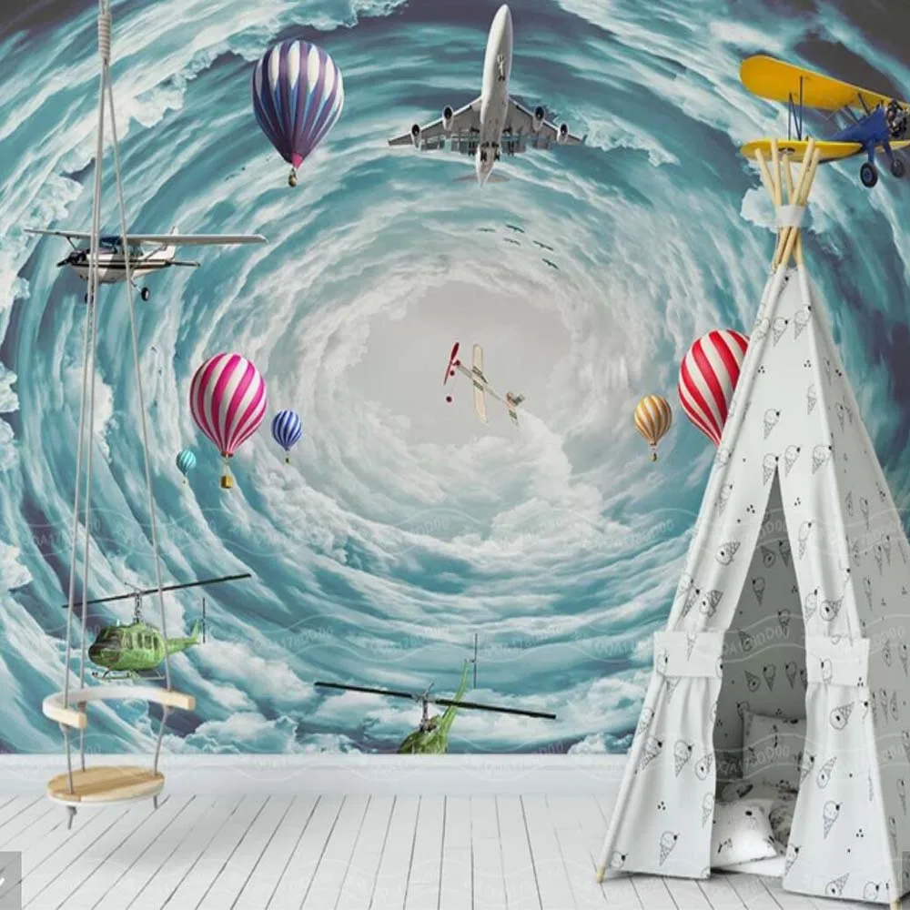 3D Stereoscopic Aircraft Airplane Hot Air Balloon Kids Bedroom Children Room Living Room Abstract Murals Photo Wallpaper Rolls 3D Stereoscopic Aircraft Airplane Hot Air Balloon Kids Bedroom Children Room Living Room Abstract Murals Photo Wallpaper Rolls