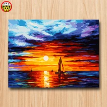 Картина по номерам художественная краска по номерам Красочный морской пейзаж, поделки площадь деления, собственная живопись, гостиная, ресторан, б