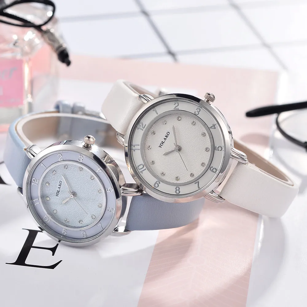 Женские кварцевые часы YOLAKO с кожаным ремешком аналоговые наручные часы|Женские