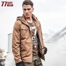 77City Killer Casual Multi Pockets Hoodies for Men 100% Cotton Tough Solid Jacket 2018 Winter New Frock Male Coat Outwear J9932