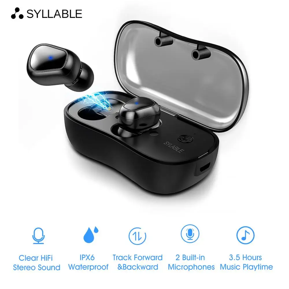 TWS стереонаушники SYLLABLE D900P с поддержкой Bluetooth 2020 и защитой от воды|Наушники