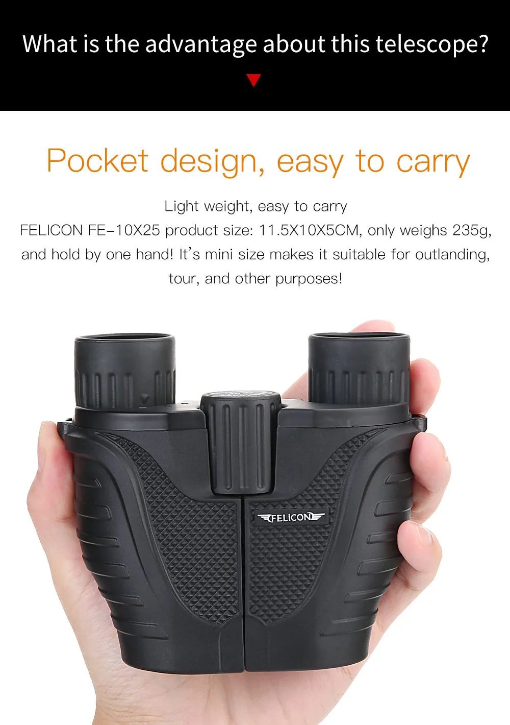 FELICON открытый мини 10X25 Портативный HD бинокль зрелищный телескоп опера очки наружные туристические Аксессуары#15