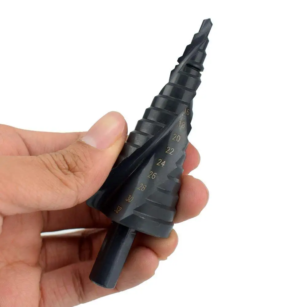 3pcs HSS Titanium Coated Step Drill Bit High Speed Steel Cobalt Nitriding Spiral Metal Drill Bit Triangle Shank For Wood Metal C