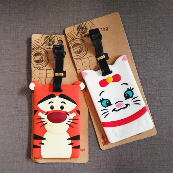 

New Cat Tigger Luggage Tag Travel Accessories Animal Silica Gel Suitcase ID Addres Holder Baggage Boarding Portable Label