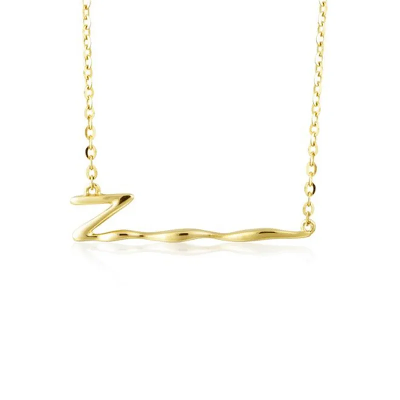 

2018 Women Yellow Gold 18K Gold Jewelry Pendant Necklace Dance Letter Z Alphabet Drop Dangle Choker 0 Chain Necklace 1.41G