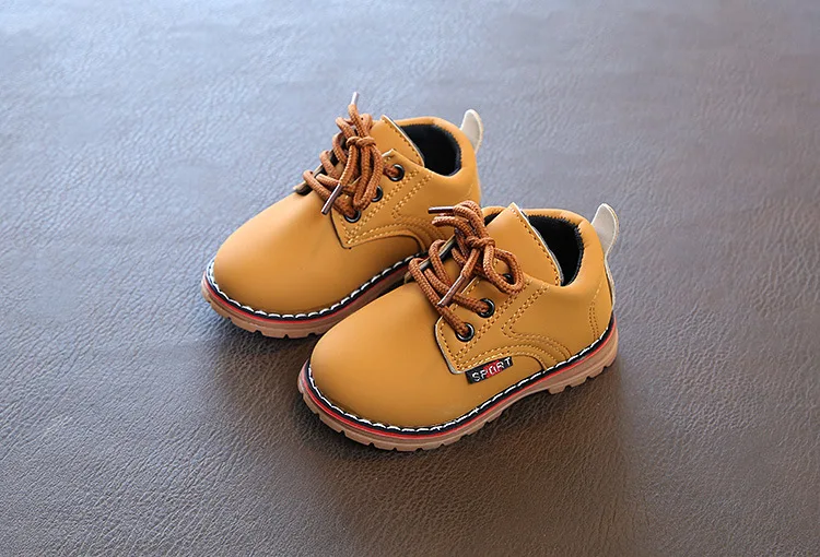 Детские кожаные ботинки с закрытым носком износостойкие малыша детская обувь на шнуровке для девочек и мальчиков короткие боти