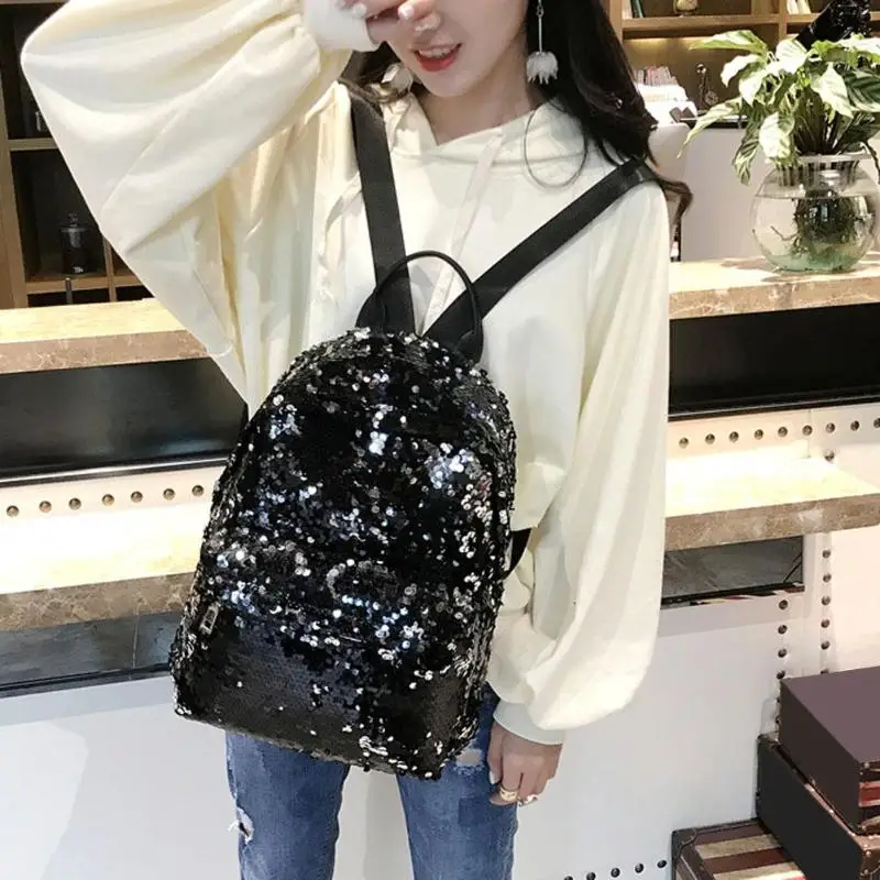 Sequins Glitter Bling Backpacks Teenager Girls PU Leather Backpack Girls Shoulder School Bag Travel Rucksack 3 Sequins Glitter Bling Backpacks Teenager Girls PU Leather Backpack Girls Shoulder School Bag Travel Rucksack 8