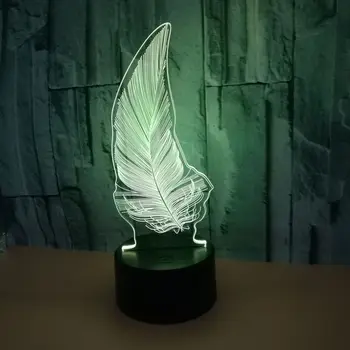 

Feather Colorful 3d Creative Vision Night Light Children's Room Led Nightlight Christmas Decorations 3d Light Fixtures