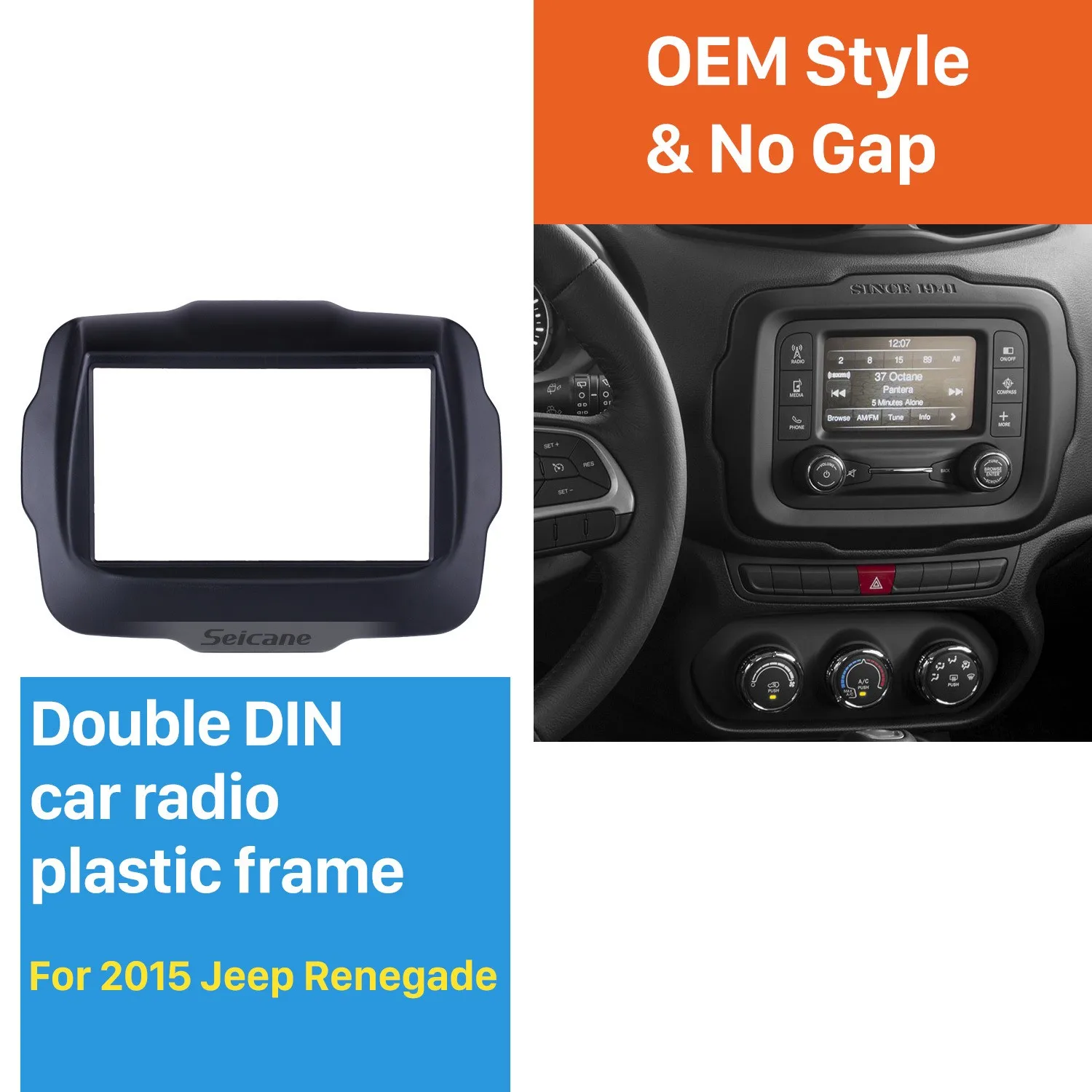 CTKJP01 Jeep Renegade Black Double Din Car Stereo Fascia Fitting Kit
