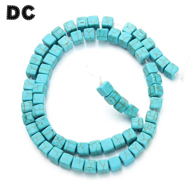 

DC Approx 50pcs strand Blue Stone Loose Spacer Charm Beads 8mm for DIY Bracelet Necklace Jewelry Making Components
