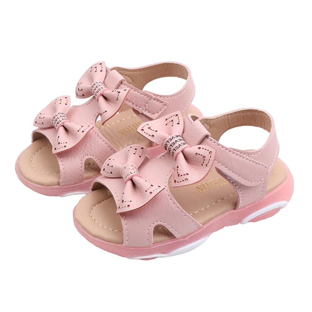 Children Baby Girls Bowknot Led Light Luminous Sport Sandals Sneaker Shoes