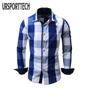 

2019 New Arrival Men's Plaid Shirt Long Sleeve Shirt Men Dress Shirts Brand Casual Fashion Business Style Slim Shirt 100% Cotton