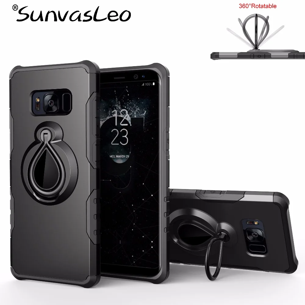 

For Samsung Galaxy S8 5.8" Luxury Raindrop Case Back Cover Shockproof Ring Holder Stander Heavy Protection S8 Case