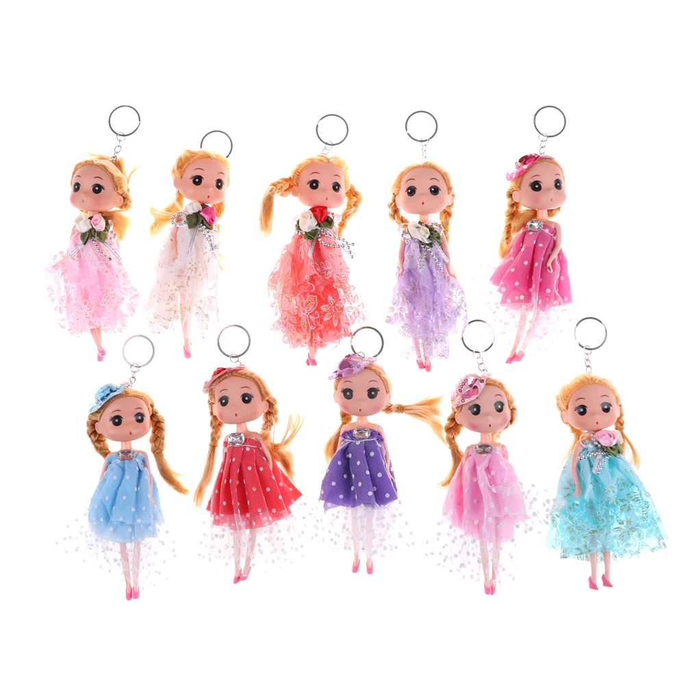

18CM Princess Doll Action Figure Toy Keychain Princess Dolls For Girls Anime Brinquedos Gift Mini Dolls Toys