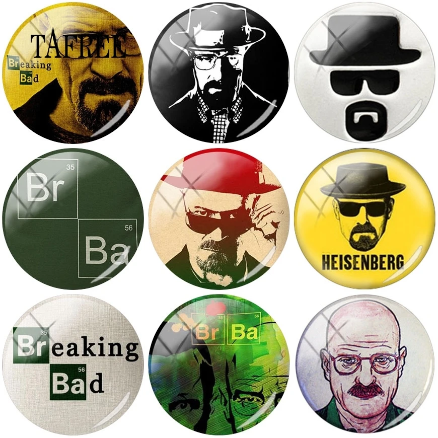 

TAFREE Heisenberg Funny Picture 25mm Glass Cabochon Dome Breaking Bad For Bracelet Necklace Earrings Charms Jewelry Findings