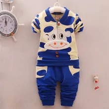 Children’s cotton long sleeved clothes baby boy and girl clothing 2016 spring and Autumn coat pants two pieces clothing set