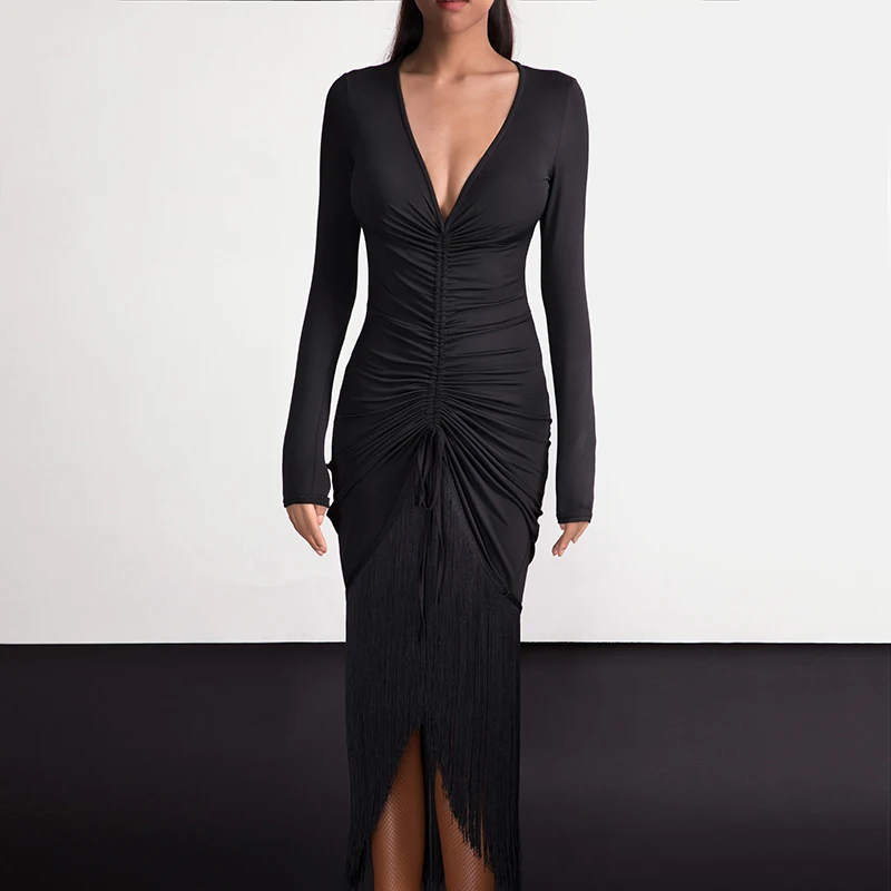 

Latin Dance Dress Women New Latin Tassel Dress Competition Dance Dress Latin Cha Cha Samba Performance Dancing Clothes DQS2221