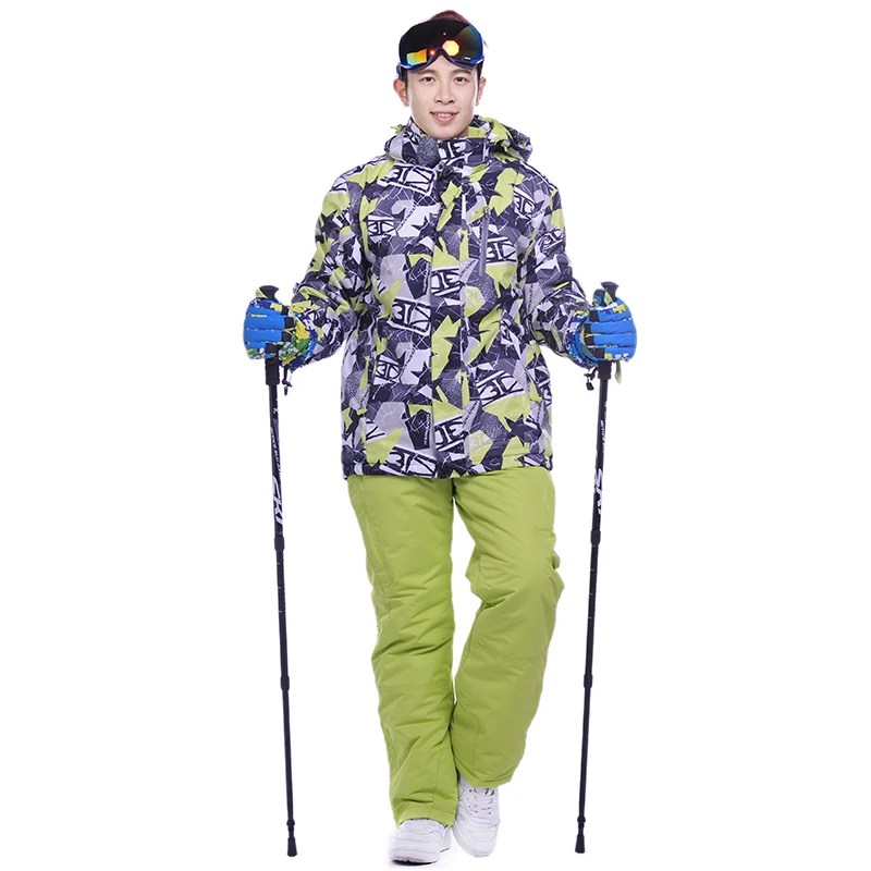 

2016 New Upgraded Men's Printed Ski Suit Snowboard Pants+Jackets Snowboarding Jacket Keep Warm Snow Pants Outdoor Men Skiing Set