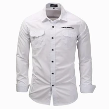Men's Long Sleeve Shirt Lapel Outdoor Shirt Cotton Casual Pocket Military Shirt Embroidery Solid Color Long Sleeve Shirt color block pocket hemming lapel long sleeve slimming stylish cotton blend blazer for men