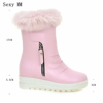 

Winter Warm Boots Women Wedges Platform Mid-Calf Snow Boots Woman Short Boots High Quality Plus Size 34-40.41.42.43 Botas botte