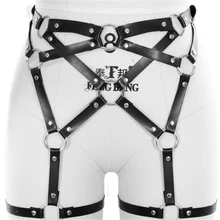 Чулки из искусственной кожи с поясом для связывания, черные, с высокой подвязкой, для женщин, сексуальные, фетиш, с круглым кольцом, стринги, для костюмированной вечеринки, вечерние, для танцев