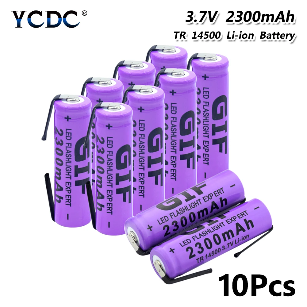 

14500 Lithium Battery 3.7V 2300mAh Rechargeable e-cigarette batteries+DIY Nickel sheets For Torch LED Flashlight Toy