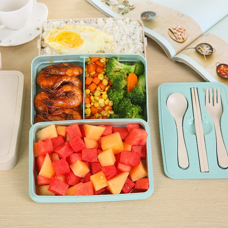 Японский Bento Box микроволновая печь пшеничный Ланч бокс для детей школьный