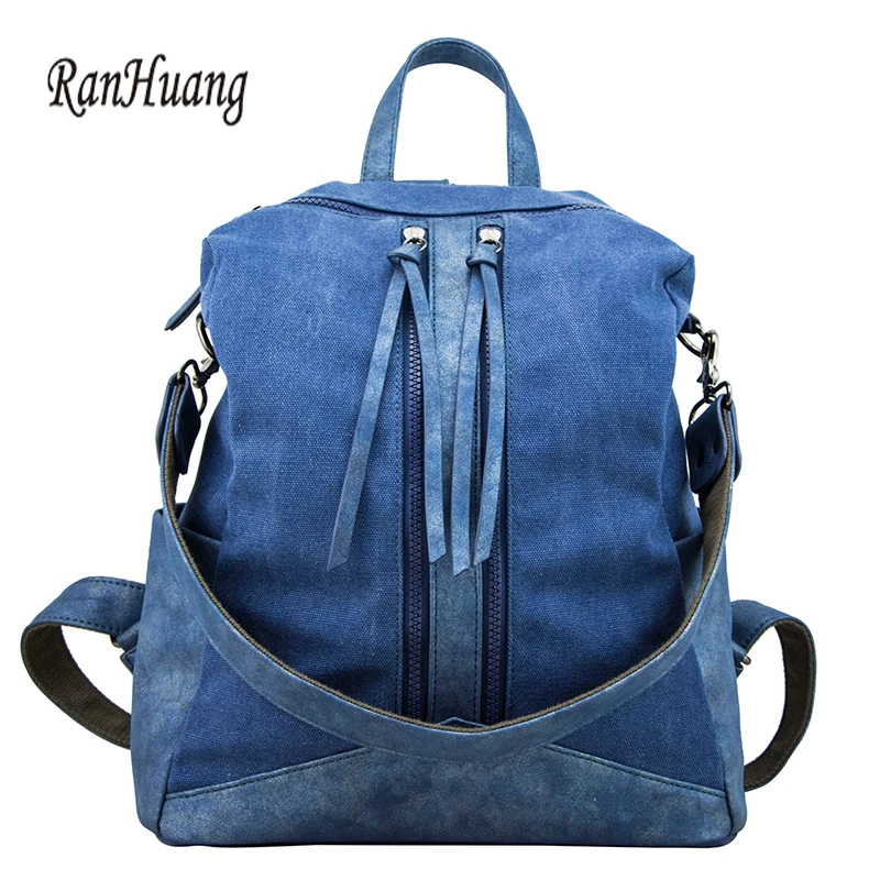RanHuang Women Canvas and Pu Leather Patchwork Backpack New 2017 Women's Fashion Backpack School Bags For Teenage Girls Blue Red цена RanHuang Women Canvas and Pu Leather Patchwork Backpack New 2017 Women's Fashion Backpack School Bags For Teenage Girls Blue Red цены онлайн