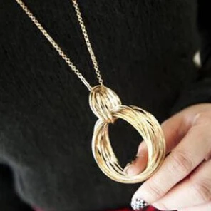 

x141 2016 European and American foreign trade of the original single-punk hundred towers bicyclic sweater chain necklace