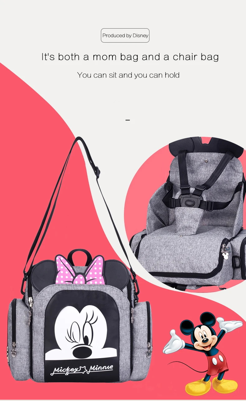 Disney Dining Chair Bag Multifunctional Diaper Bag New Stlye Waterproof Mother Handbag Nappy Backpack Travel Mummy Bags