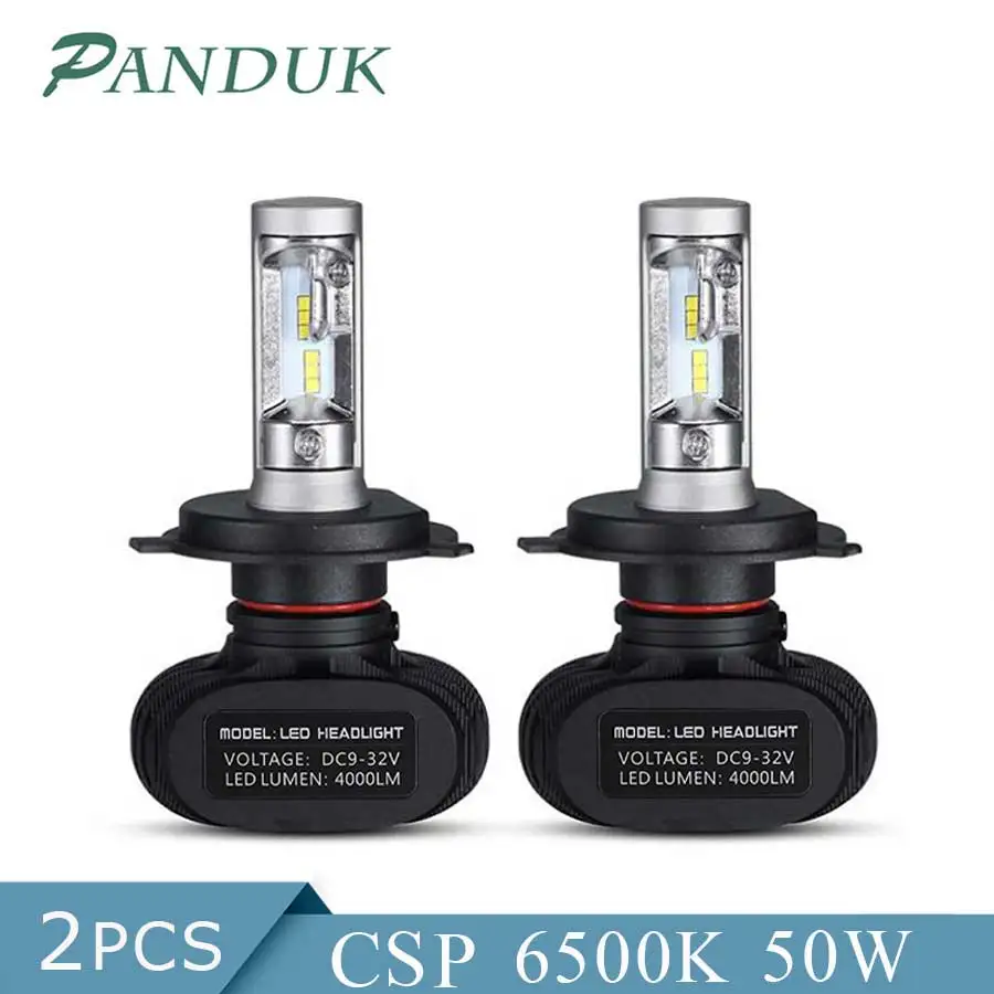 

PANDUK 2 Pcs Car Headlight CSP H4 LED H4 H1 H3 H8 H11 H13 H27 9004 9006 9007 HB3 50W 8000LM Auto Headlamp 6500K Light Bulb S1