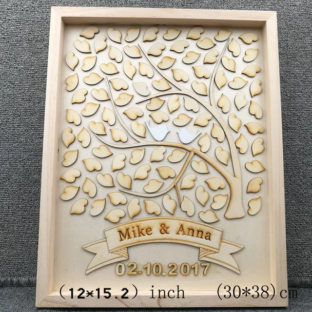 personalised wedding guest book alternative wooden heart guest book
