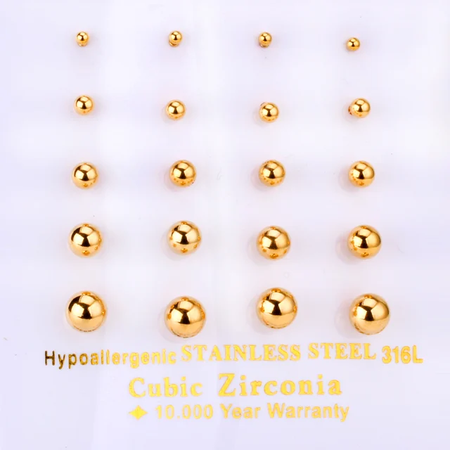 Aliexpress Whole Gold Steel Stud Earrings 2mm 6mm Whole Gold Steel Stud Earrings 2mm 6mm Women Fashion Surgical