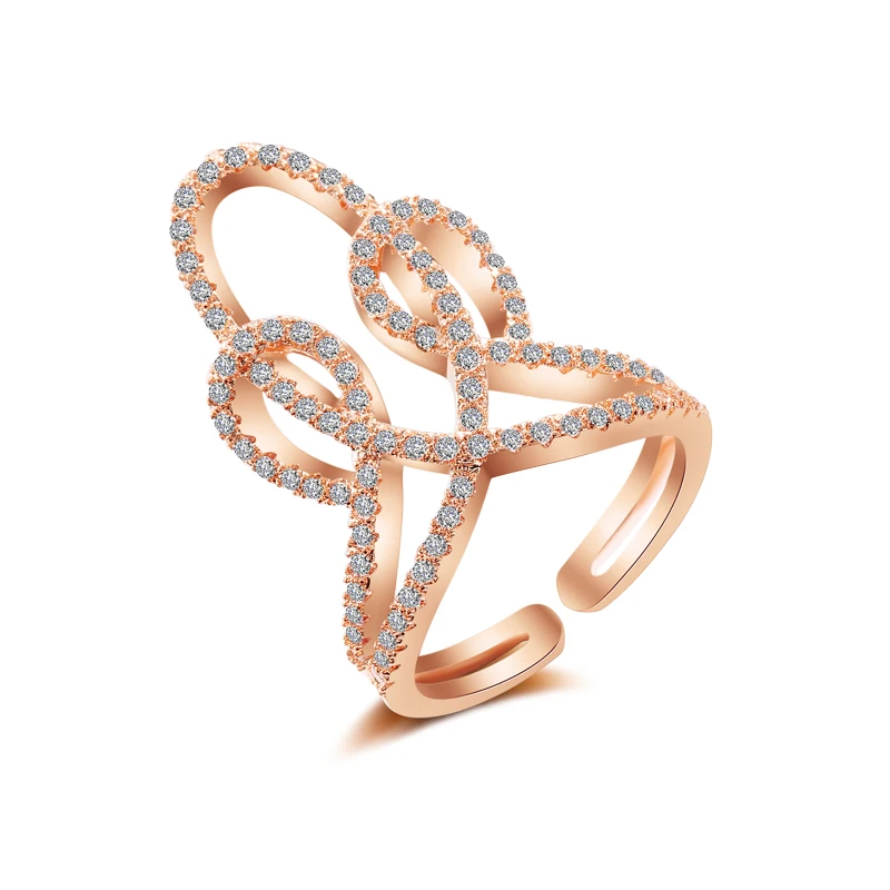 Popular Modyle Letter X Shape Ring For Women Adjustable Micro Paved Zirconia Cross Ring Party Jewelry Anel