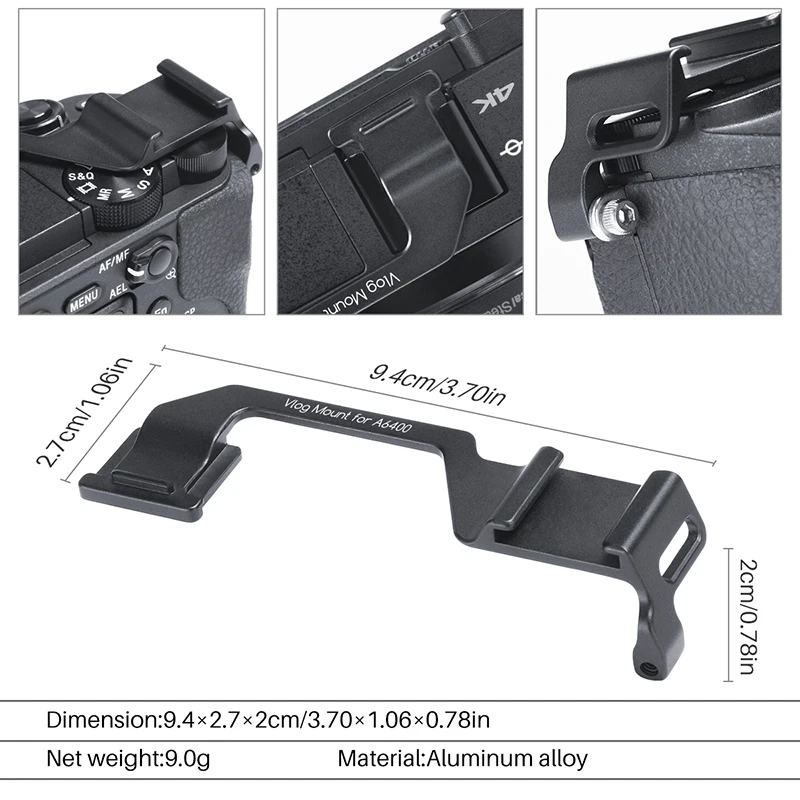 Baratos Extensión de micrófono de aluminio soporte de zapata fría expansión de placa de reubicación para Sony A6400 A6300 accesorio de montaje de cámara vlogs