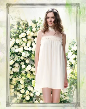 

100% Silk Chiffon Dress Natural Chiffon Fabric Women Summer Dresses Clearance Promotion Discount White Color