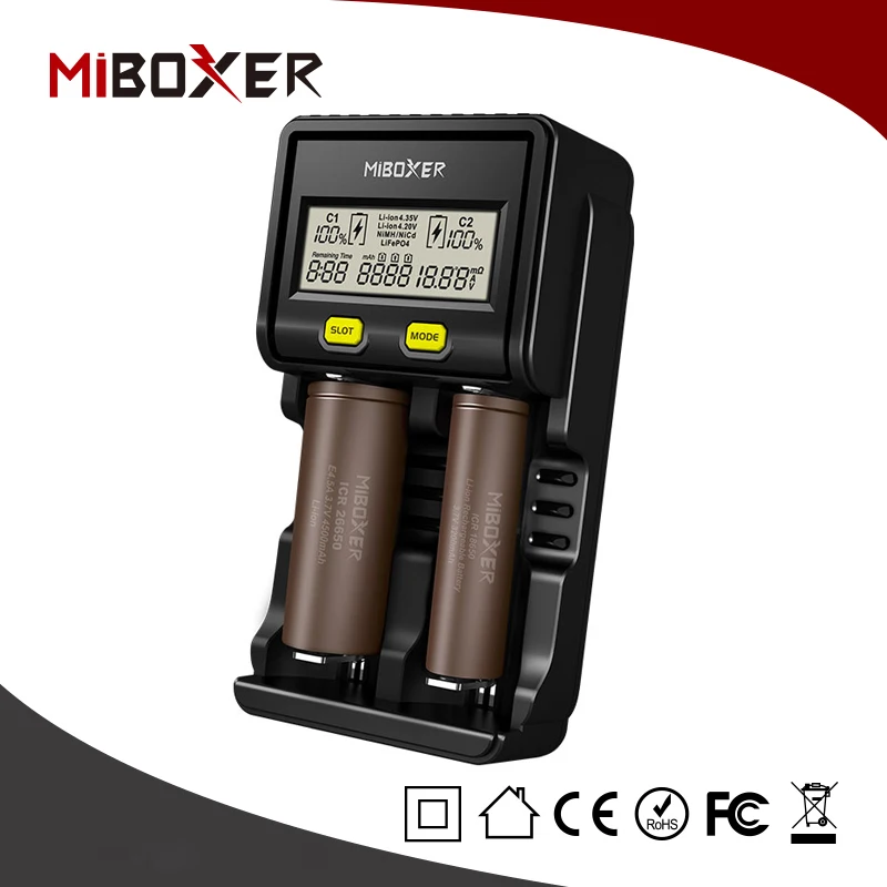 

New Smart Charger 2slots Intelligent LCD Screen Battery Charger for Li-ion/Ni-MH/Ni-Cd/LiFePO4 18650 26650 rechargeable battery