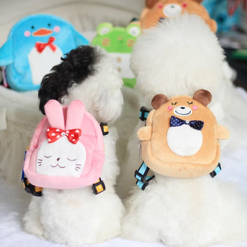 

Pet Dog Lovely Cartoon Animals Shape Backpack Dog Cat Multifunction School Bag With Harness Leash PB744