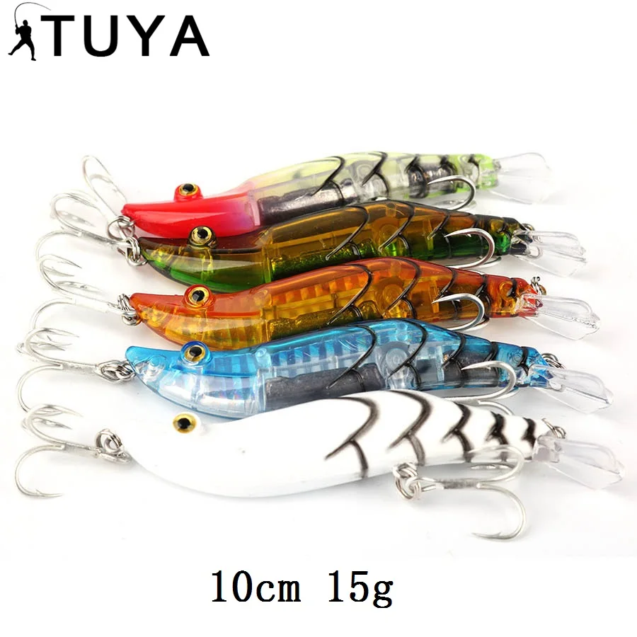  5pcs/set big Bionic Shrimp Fishing Lure Wobblers Minnow Artificial Bait Sinking Bass sound Squid 10