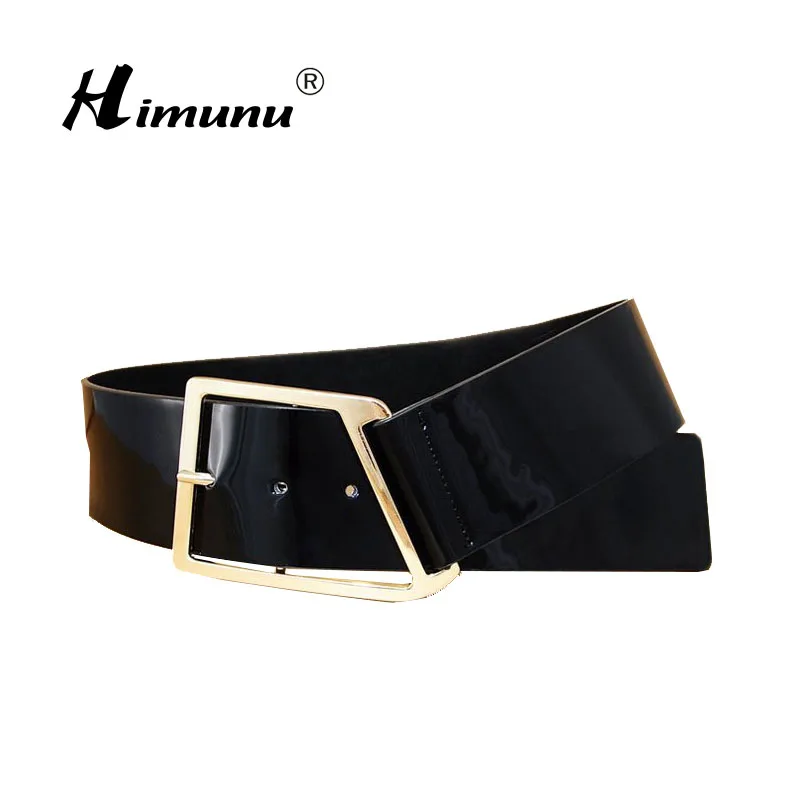 [Himunu] Fashion Patent Leather Belts for Women Wide Decoration Super Waist Belt Girdle ...