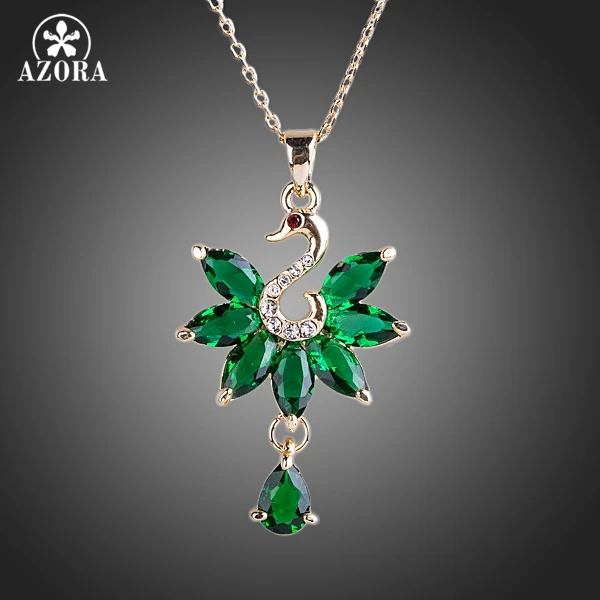 

AZORA Marquise Cut Swan Green CZ Pendant Necklace TN0125