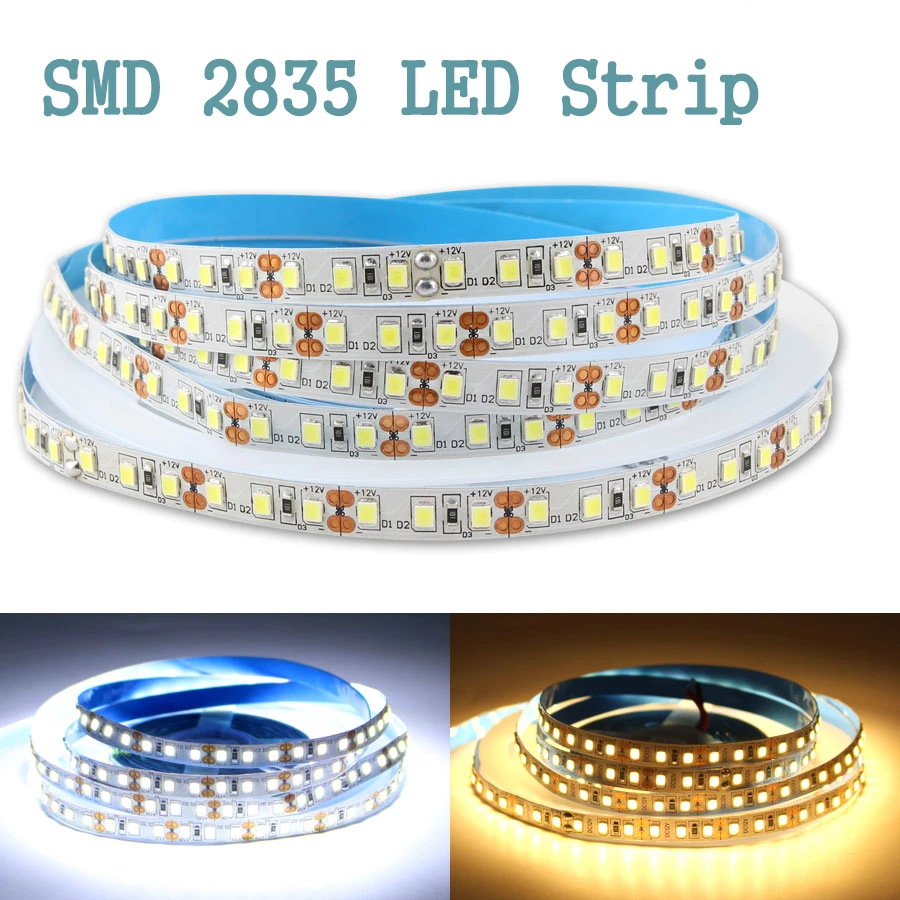 cheap AC DC 5V 12V 24V Strip Led lights 5m SMD 2835 Warm White LED Strip Light Tape Not Waterproof Lamp LedStrips Kitchen Home Decor