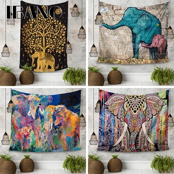 

IBANO Indian Mandalas Wall Tapestry Bohemian Hanging Tapestry Elephant Pattern Decoration for Bedroom Dorm Yoga Mat Tablecloth