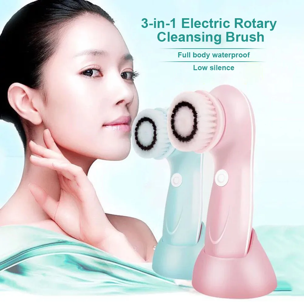 

Electric Face Washing Brush Facial Cleanser Brush Electric Rotating USB Rechargeable Face Cleaners Scrubber Sponge Brush