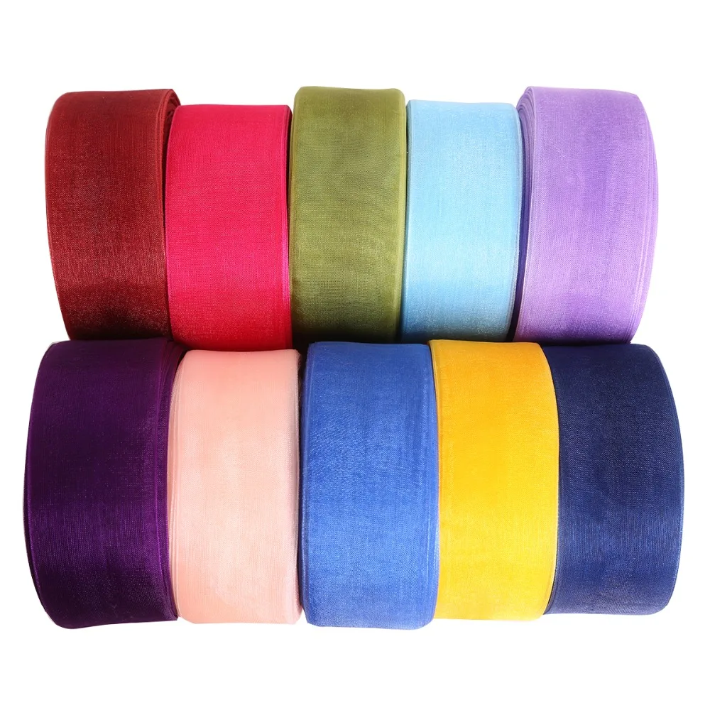 38mm 50 Yards 12 Points Organza Ribbon Arts Crafts Sewing Apparel